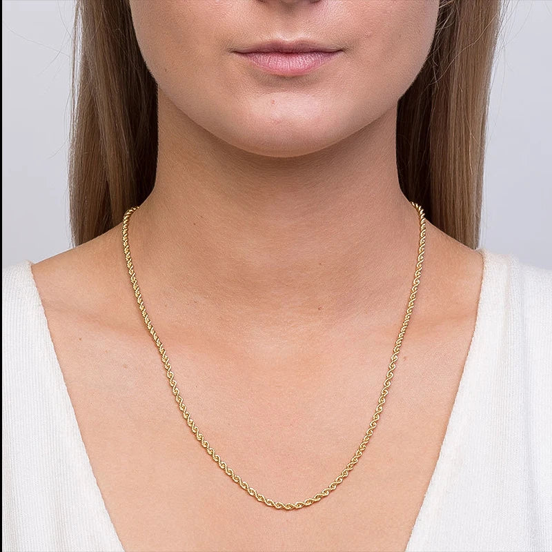 3mm Cuban Chain Rope Chain Stainless Steel Classical Necklace Mens Women Chains Around The Neck Gold Silver Color Necklace