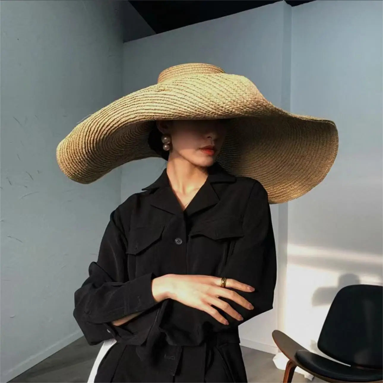70cm Oversized Wide Brim Sun Hat Travel Large UV Protection Beach Straw Hats Women's Summer Floppy Foldable Chapeaux Wholesale