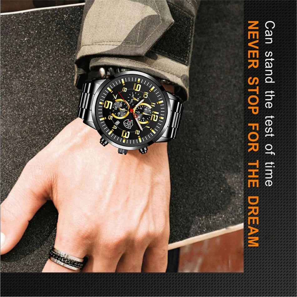 2023 Brand Men's Watches Luxury Stainless Steel Quartz Watch Man Leather Calendar Sports Wristwatch Luminous Clock reloj hombre