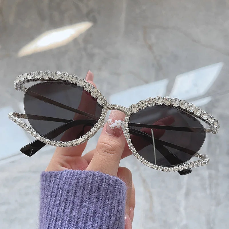 2023 Fashion Luxury Crystal Shiny Sunglasses Women Sexy Cat Eye Rhinestone Party Elegant Sun Glasses Female Shades Oculos De Sol