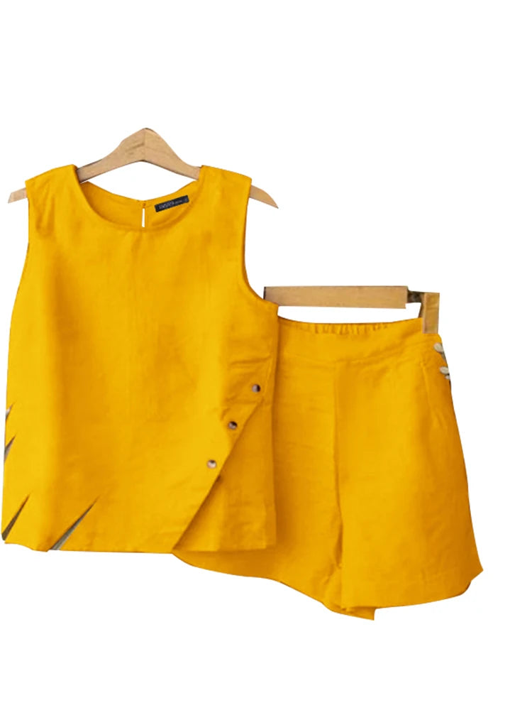 Casual Loose Sleeveless Tank and Shorts ZANZEA Women Summer 2pcs Short Sets Fashion Solid Tracksuit Sexy Pocket Matching Suits