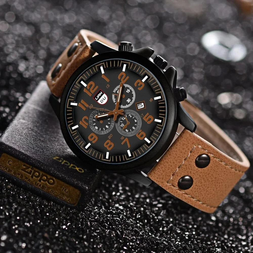 Luxury Brand Watch Men Leather Sports Watches Men's Army Military Quartz Wristwatch Male Clock Relogio Masculino Reloj Hombre