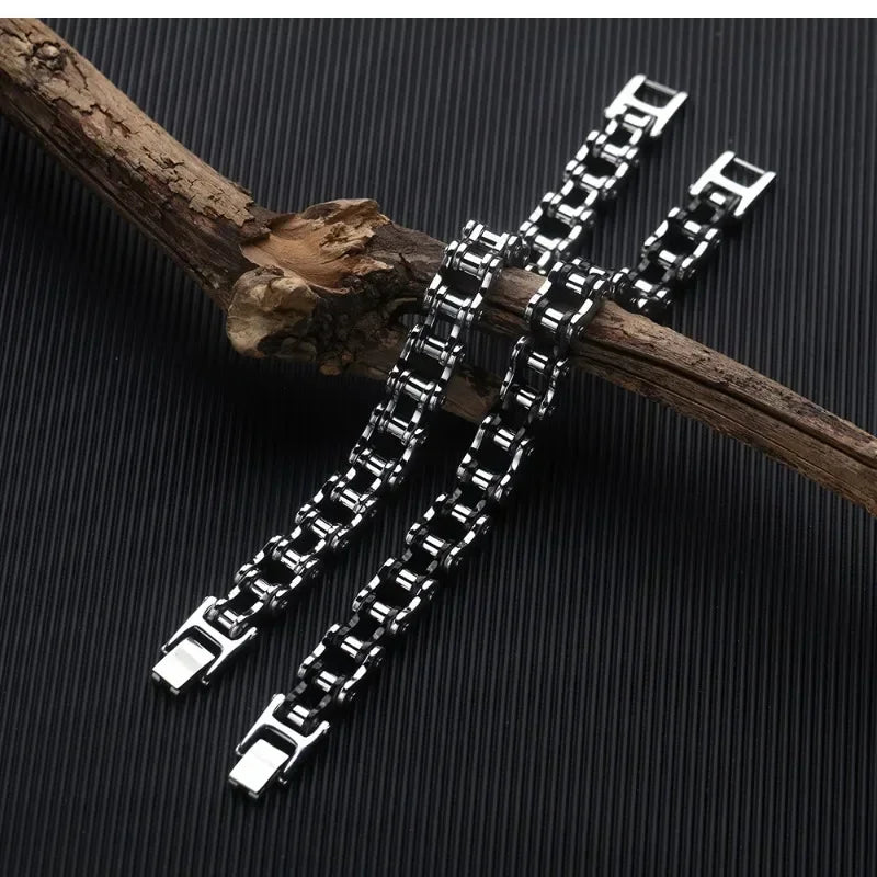 Stainless Steel Biker Chain Bracelet Mens Bracelet Link Chain Motorcycle Bicycle Style Bracelets Fashion Punk Bangles Jewelry