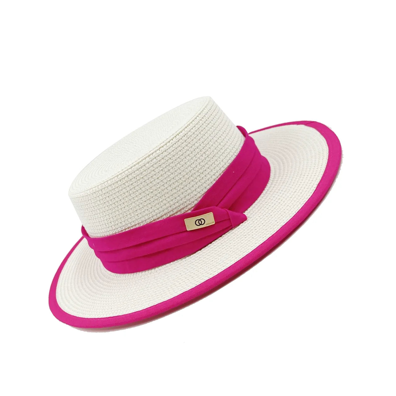 Women's Hat Bee Summer Straw Hat Flat Top Men's and Women's Straw Hat Sun Hat Beach Hat Rose Red Flat Top Straw Hat 골프모자