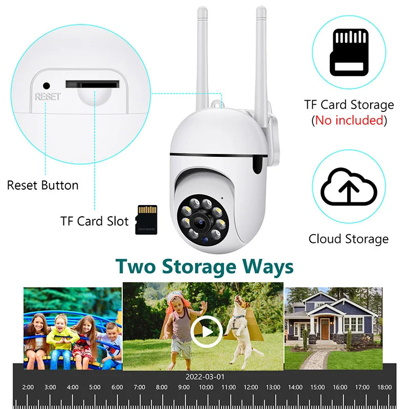 A7 Wifi Camera Outdoor Wireless Security Surveillance AI Human Tracking Two Way Audio Night Color 2.4G 1MP Camera with charger