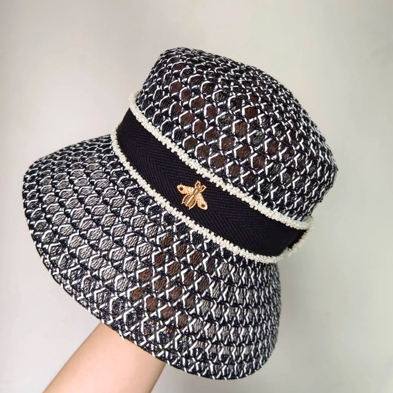 Women's Hat Bee Summer Straw Hat Flat Top Men's and Women's Straw Hat Sun Hat Beach Hat Rose Red Flat Top Straw Hat 골프모자