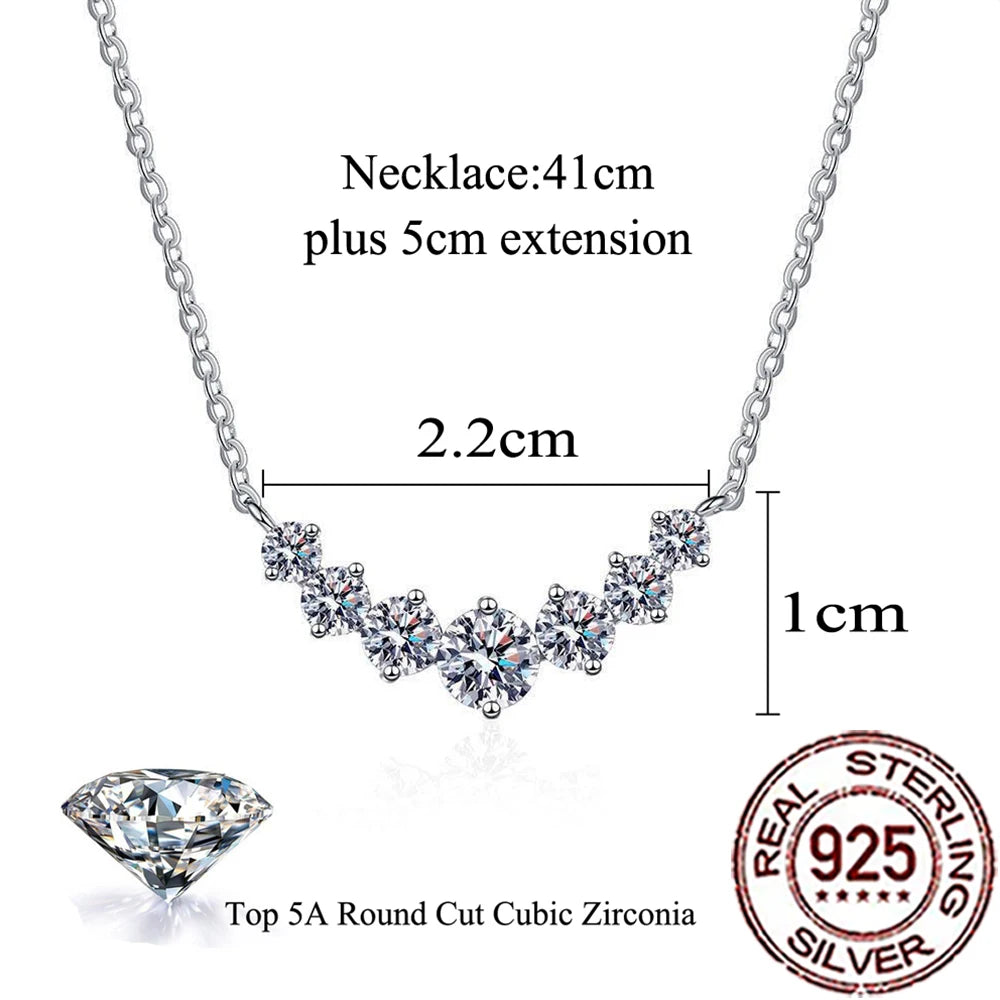 CWWZircons Pure 925 Sterling Silver Round Cubic Zirconia Pendant Necklaces Fine Chain Festive Party Jewelry Gift for Women SD042