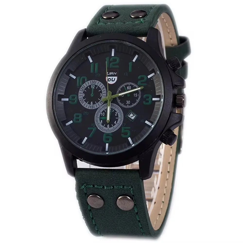 Luxury Brand Watch Men Leather Sports Watches Men's Army Military Quartz Wristwatch Male Clock Relogio Masculino Reloj Hombre