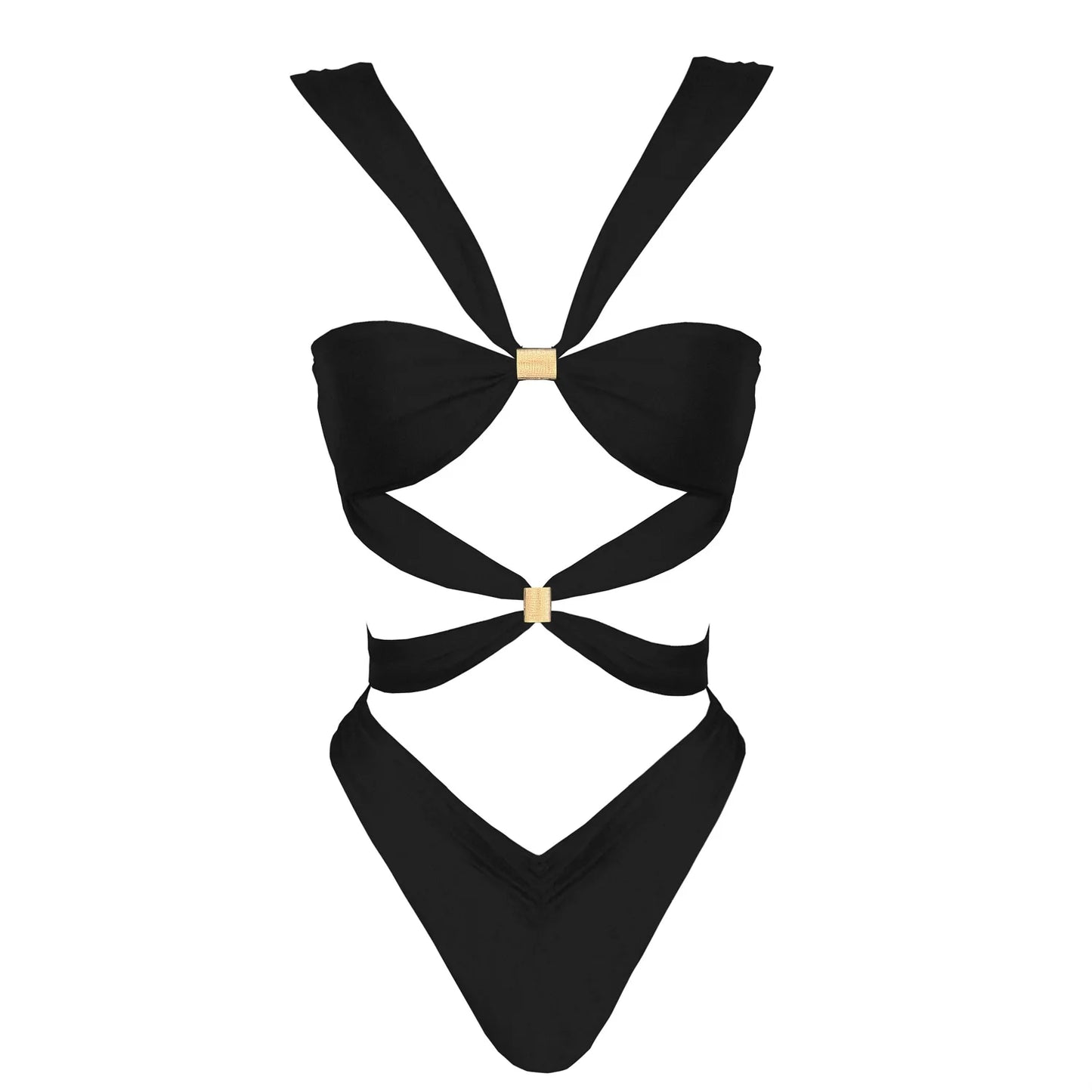 2025 New Arrivals Halter Swimsuit Sexy Women Swimwear Hollowen Swim Suits Black Brazilian Biquini Female Bodysuit Beachwear 