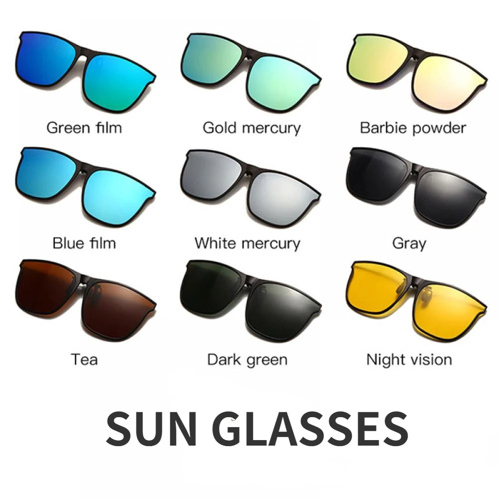 Polarized Clip on Sunglasses Men Car Driver Goggles Night Vision Glasses Anti Glare Vintage Square Glasses Oculos