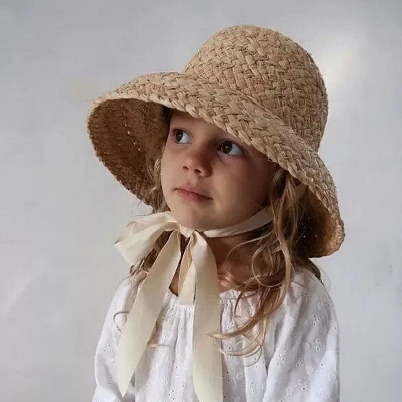 Wide Brim Straw Hat for Women Summer Woven SunHat Oversized Brim Beach Hat Holiday Children Summer Casual Sun Visor Caps