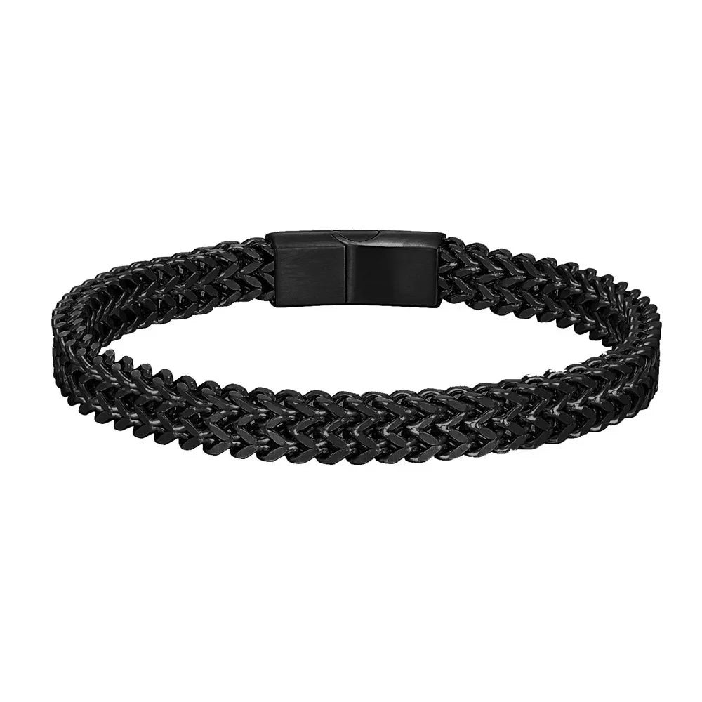 MKENDN 8MM Blue Stainless Steel Curb Chain Bracelet Men Women Chain Bracelets & Bangles Hip Hop Biker Jewelry Gifts