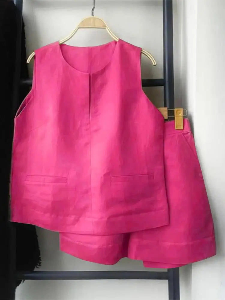 Casual Loose Sleeveless Tank and Shorts ZANZEA Women Summer 2pcs Short Sets Fashion Solid Tracksuit Sexy Pocket Matching Suits