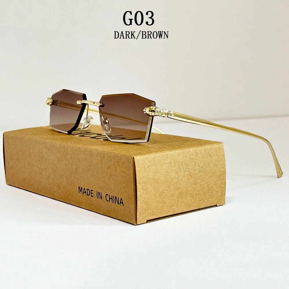 New In Rimless Sunglasses Women 2025 Trendy Fashion Glasses Sunscreen Shades Luxe Femme Lentes De Sol Mujer Lunette Soleil Femme