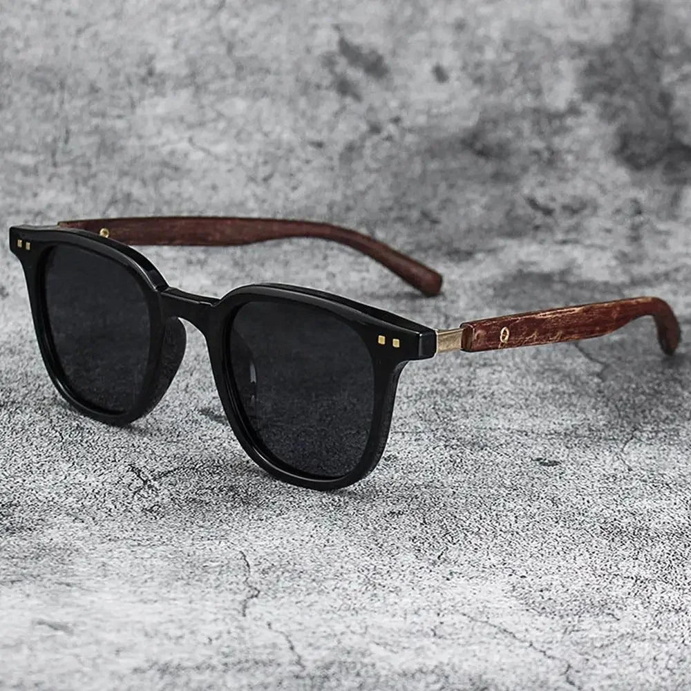 Trendy Retro Wood Grain Sunglasses - Polarized UV Protection for Men & Women, Perfect for Cycling & Outdoor Street Photography