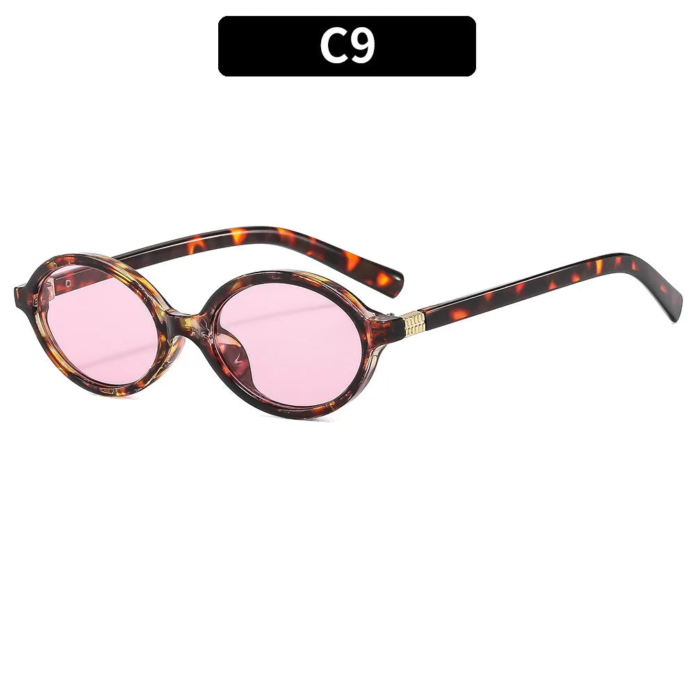 New Oval sunglasses For women Fashion Brand Black Small Frame Sun Glasses Female Retro Clear Lenses Eyewear Lady Trendy UV400