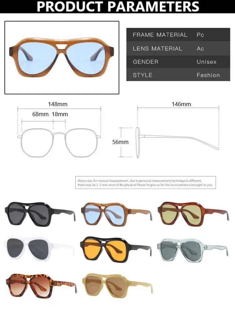 Retro Double Beam Sunglasses Women Brand Designer Glasses New Ins Fashion Personalized Gradient Eyewear Men Eyeglasses UV400