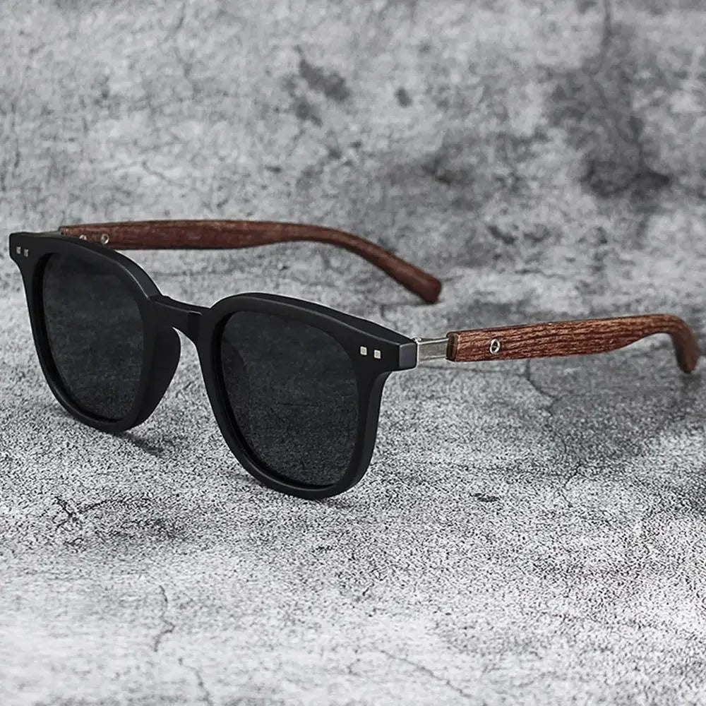 Trendy Retro Wood Grain Sunglasses - Polarized UV Protection for Men & Women, Perfect for Cycling & Outdoor Street Photography