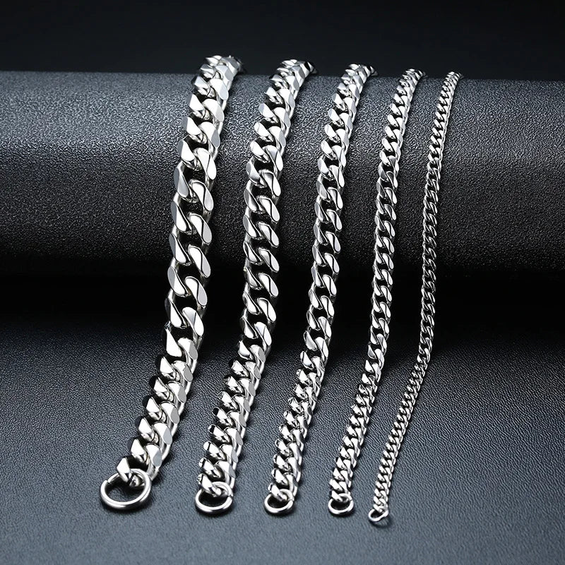 Vnox Wolesale 3-11mm Chunky Miami Curb Chain Bracelet for Men, Stainless Steel Cuban Link Chain Wristband Classic Punk Heavy