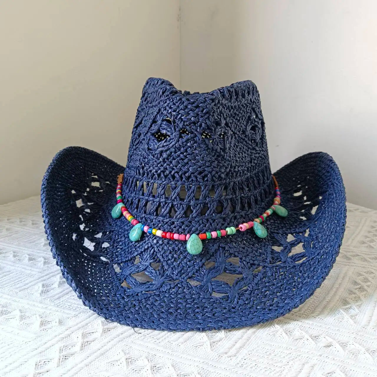 Lake Blue Cowboy Straw Hat 2023 Western Cowboy Sun Hat Spring Knight Hat Unisex Jazz Hat Summer Wide brimmed Hat sombrero hombre