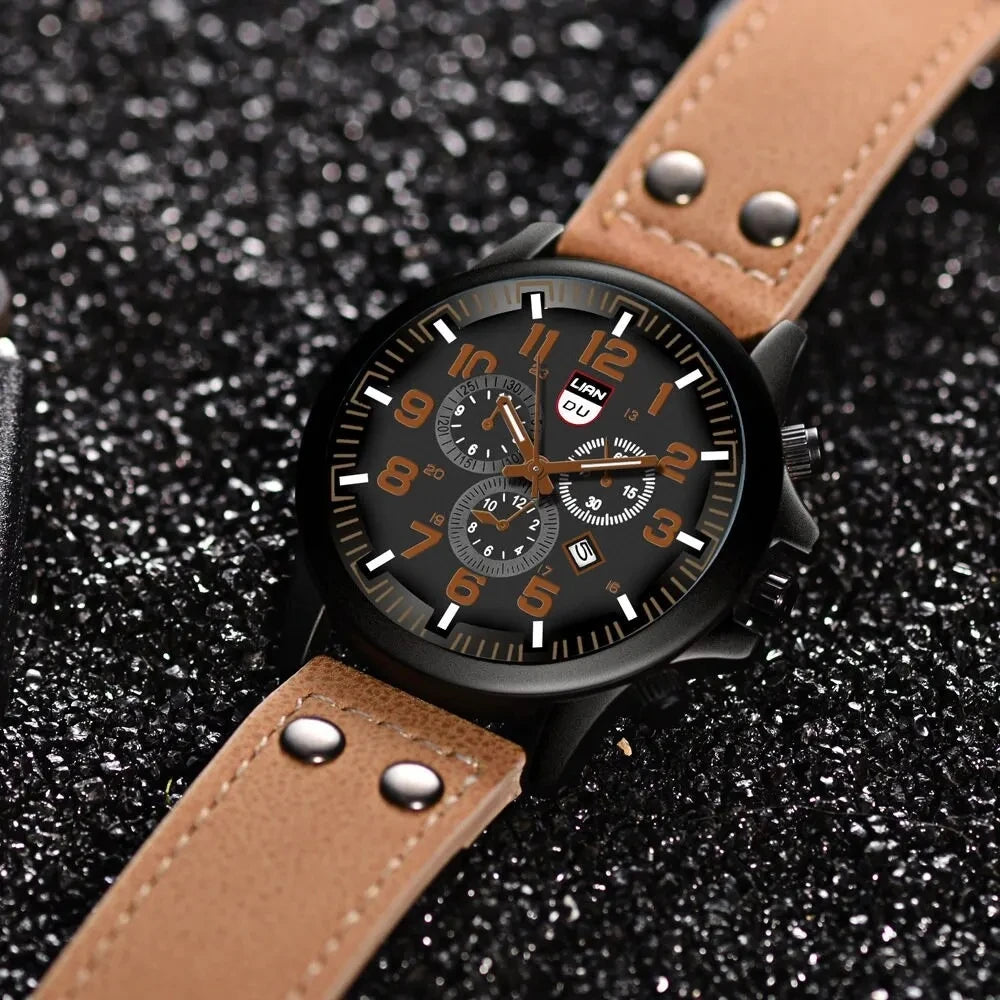 Luxury Brand Watch Men Leather Sports Watches Men's Army Military Quartz Wristwatch Male Clock Relogio Masculino Reloj Hombre