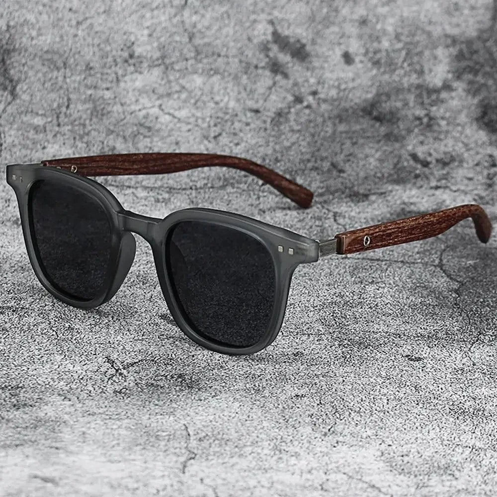 Trendy Retro Wood Grain Sunglasses - Polarized UV Protection for Men & Women, Perfect for Cycling & Outdoor Street Photography