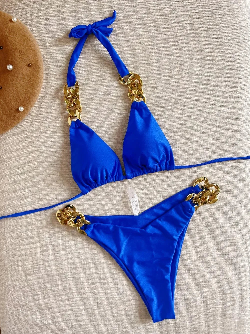 2025 New Sexy Push Up Bikini Micro Chain Summer Soft Fabric Entry Luxury Swimsuit Women Two Pieces Set Bathing Suit Beach Wear