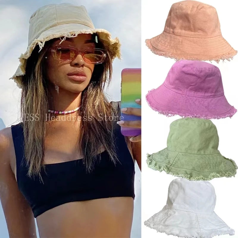 Fashion Foldable Burrs Bucket Hat for Women Men Beach Sun Visor UV Protection UPF 50+ Sun Hat Summer Large Wide Brim Panama Bob