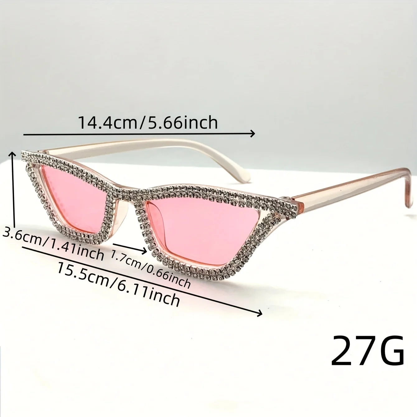 1 piece of women's sparkling rhinestone decorated fashionable glasses, Y2K style retro cat eye fashionable glasses
