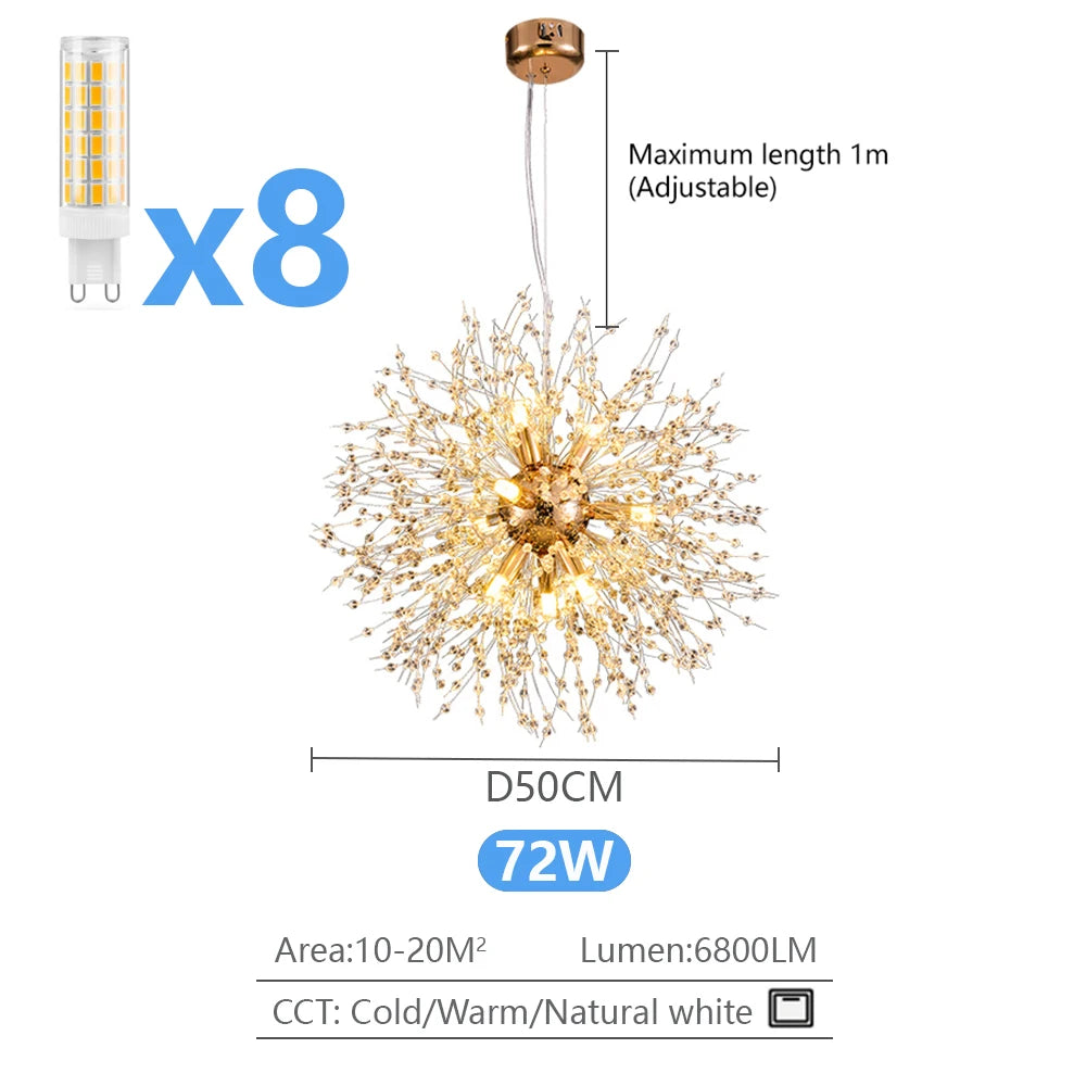 IRALAN Spark Ball LED Chandelier Lighting Dandelion Chandelier Dinning Living Room Bar Personality Creative Art Crystal Lamps