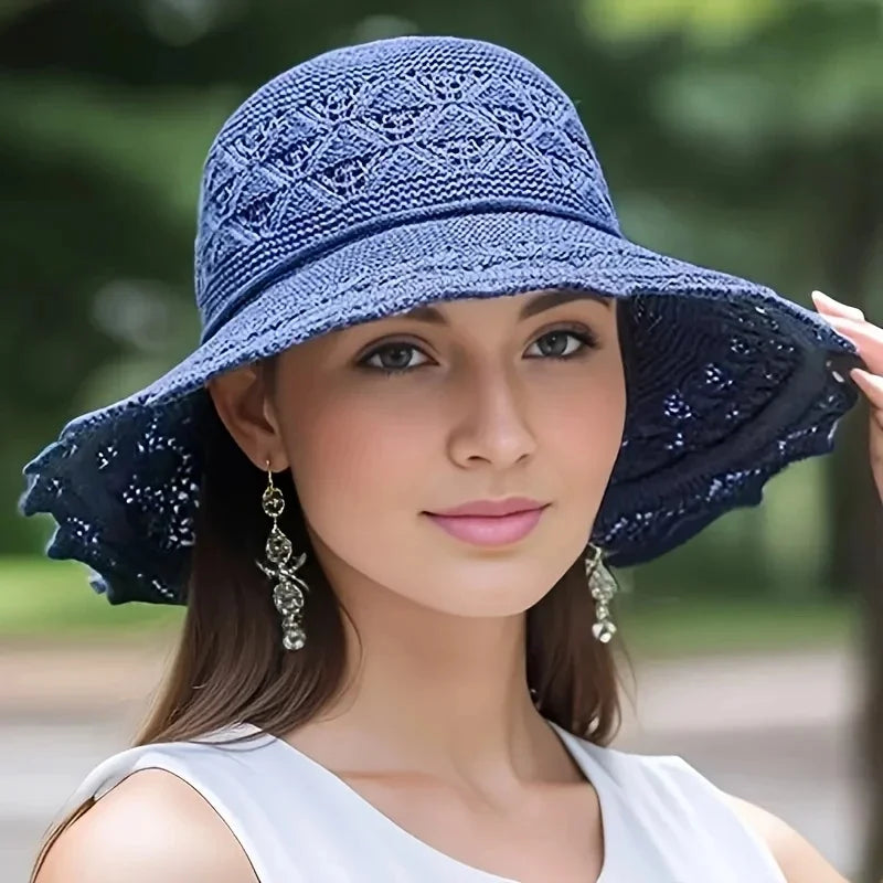 Elegant Wide Brim Sun Hat for Women - UPF 50+ Beach & Travel Hat, Breathable UV Protection Summer Hat Sunshade Accessories