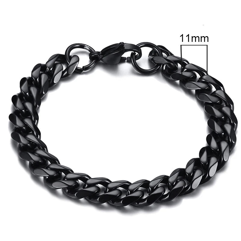 Vnox Wolesale 3-11mm Chunky Miami Curb Chain Bracelet for Men, Stainless Steel Cuban Link Chain Wristband Classic Punk Heavy