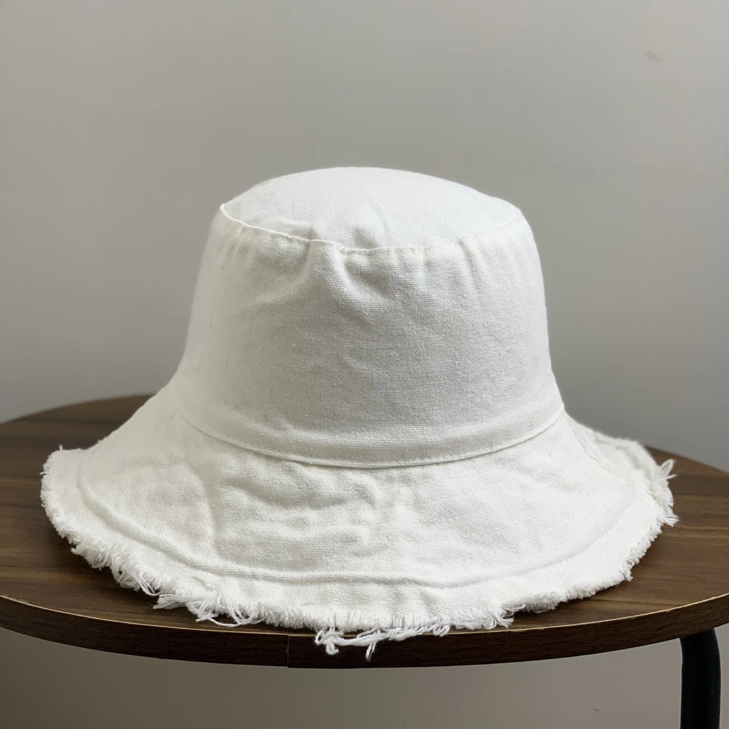 Cotton Fringed Bucket Hat  Soft Fisherman Cap  Aluminum Wire Shape Water Wash  Women's Four Seasons Solid Outing Basin Hat