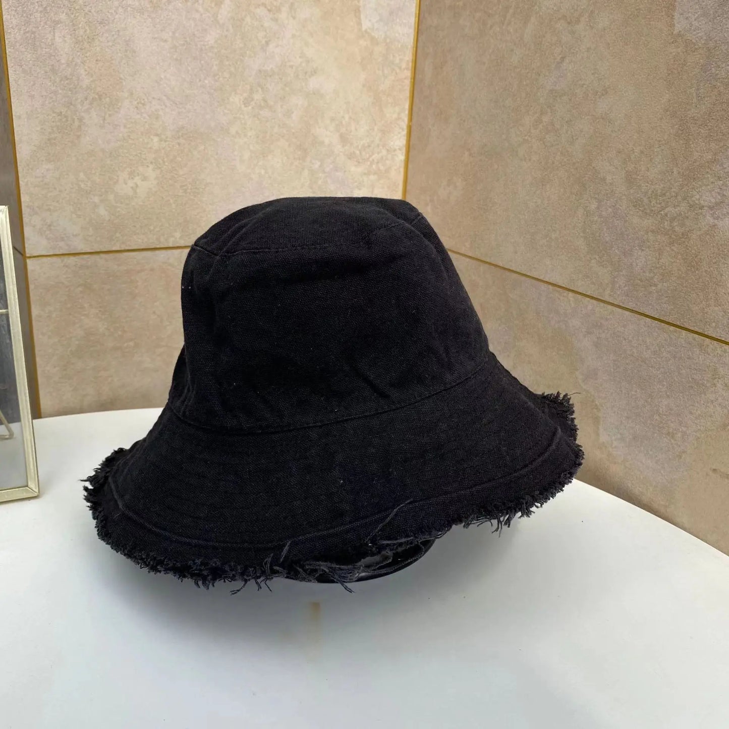 MAXSITIU Cotton Fringed Fisherman Cap Soft Aluminum Wire Shape Water Wash Bucket Hat Women's Four Seasons Solid Outing Basin Hat