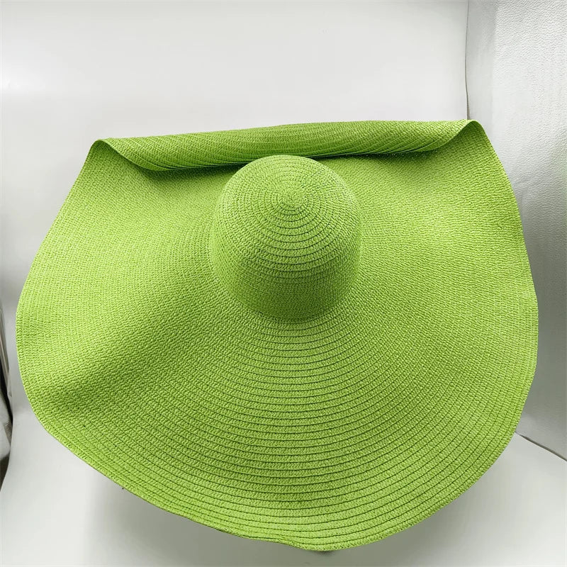 White punk straw hat 25cm large brim hat wholesale sun hat ultra-thin breathable summer sun hat straw hat travel men and women