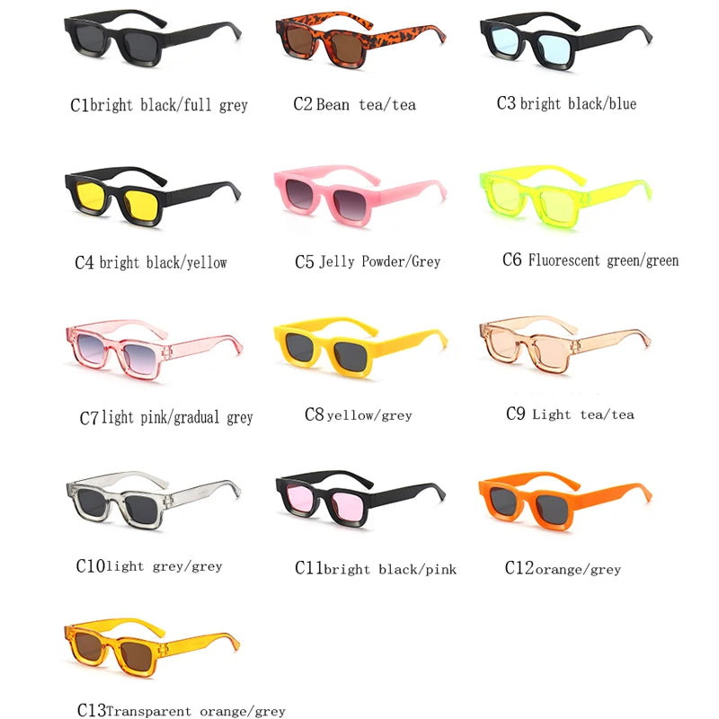 Small Sunglasses Rectangle Thick Frame Square Sun Glasses Men's Black Blue Ladies Sun Shades Uv400 Unisex Eyewears