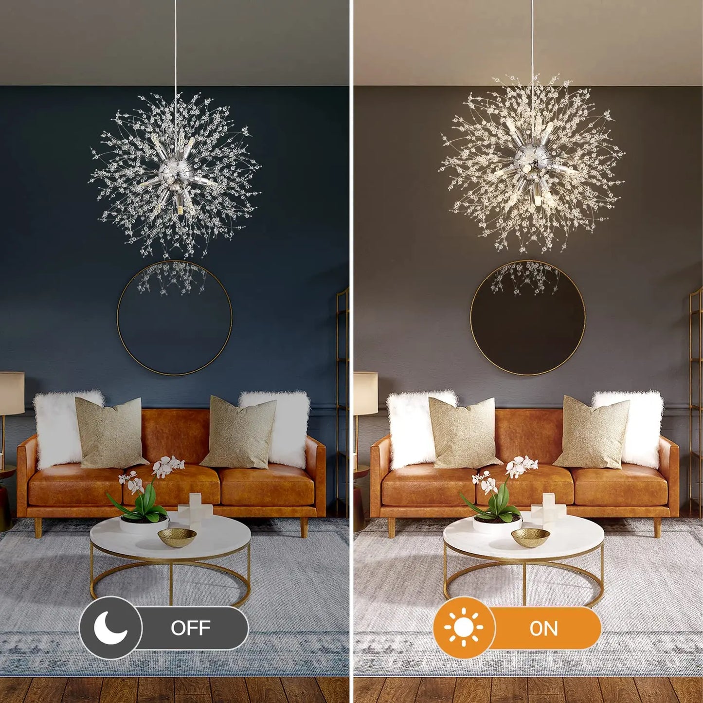 IRALAN Spark Ball LED Chandelier Lighting Dandelion Chandelier Dinning Living Room Bar Personality Creative Art Crystal Lamps
