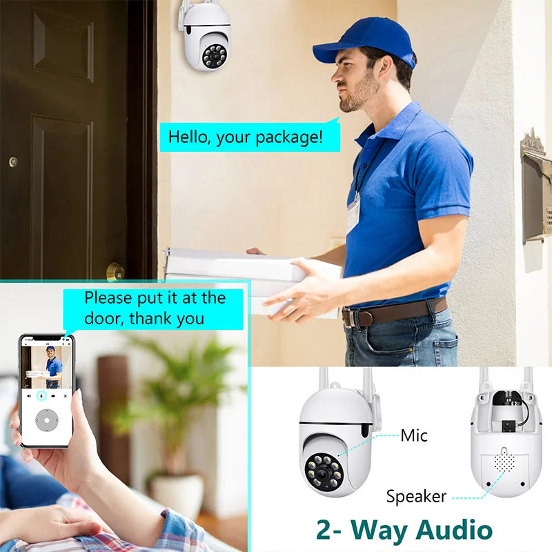 A7 Wifi Camera Outdoor Wireless Security Surveillance AI Human Tracking Two Way Audio Night Color 2.4G 1MP Camera with charger