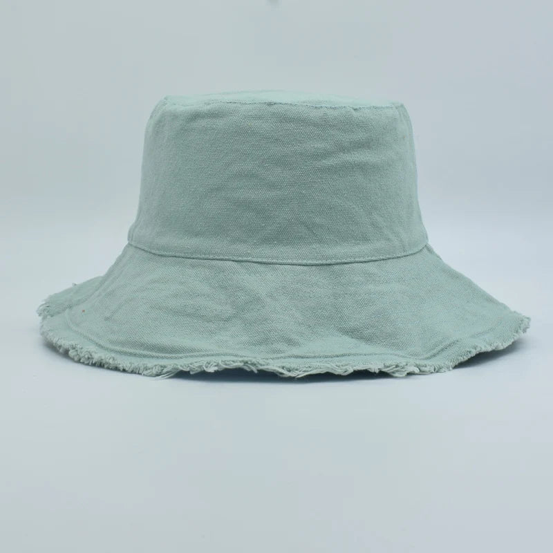 MAXSITIU Cotton Fringed Fisherman Cap Soft Aluminum Wire Shape Water Wash Bucket Hat Women's Four Seasons Solid Outing Basin Hat