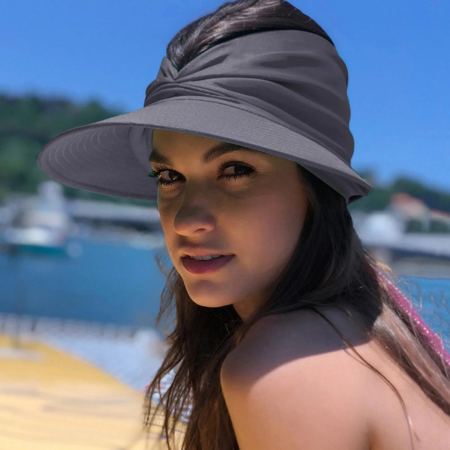 Beach Sun Visor Beach Women Soft Foldable Wide Brim Bucket Caps Pleated Women's Sun Hat Wide Brim Women's Outdoor Sports Hats