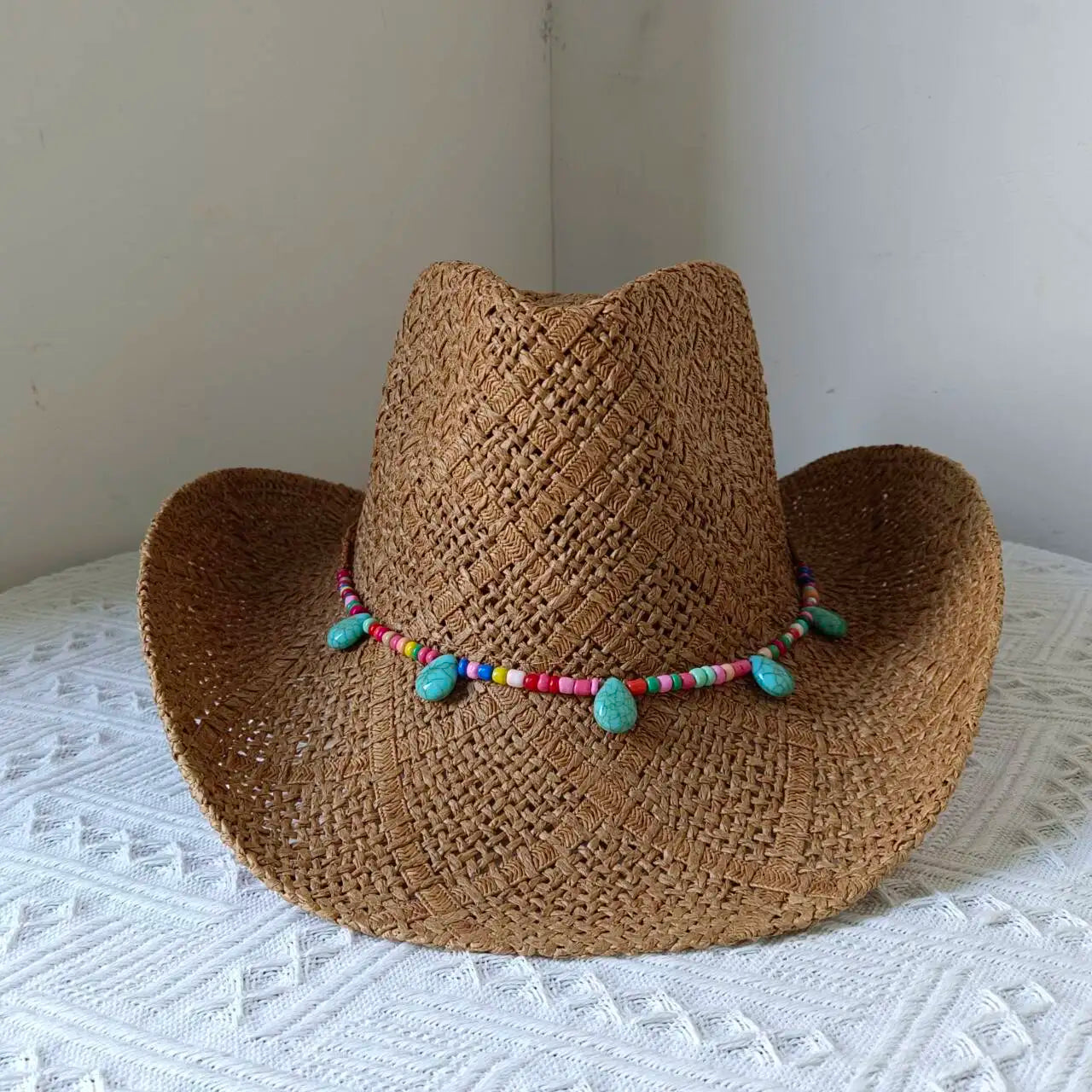 Lake Blue Cowboy Straw Hat 2023 Western Cowboy Sun Hat Spring Knight Hat Unisex Jazz Hat Summer Wide brimmed Hat sombrero hombre