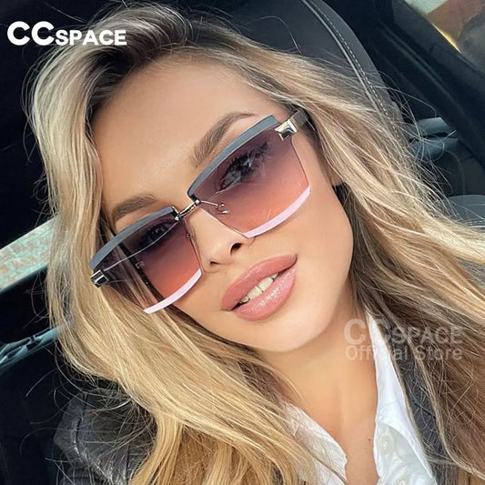 47391 Rimless Square Luxury Sunglasses Brand Designer Men Women Fashion Shades Uv400 Vintage Glasses
