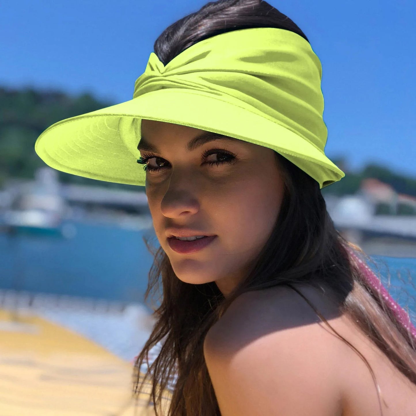 Beach Sun Visor Beach Women Soft Foldable Wide Brim Bucket Caps Pleated Women's Sun Hat Wide Brim Women's Outdoor Sports Hats