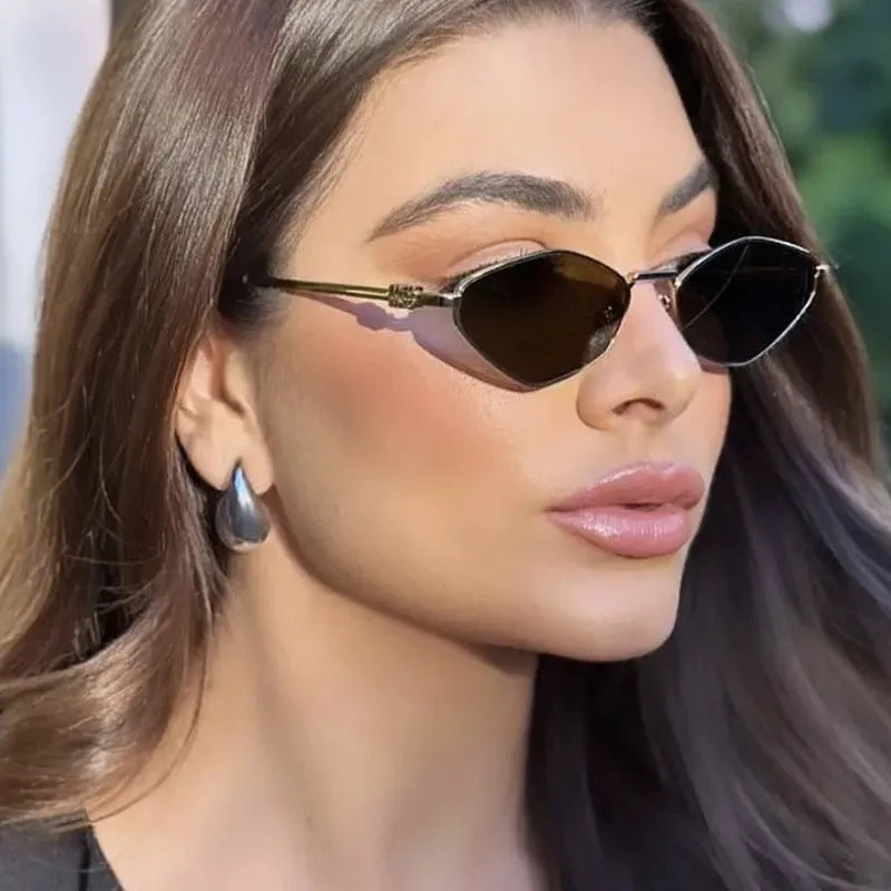 Polygonal Punk Women Sunglasses Men 2024 Fashion Vintage Brand Hexagonal Sun glasses Ladies Shades Unique Metal Frame Eyewear