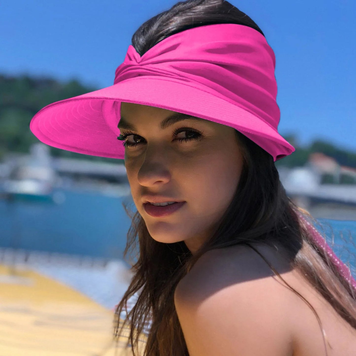 Beach Sun Visor Beach Women Soft Foldable Wide Brim Bucket Caps Pleated Women's Sun Hat Wide Brim Women's Outdoor Sports Hats