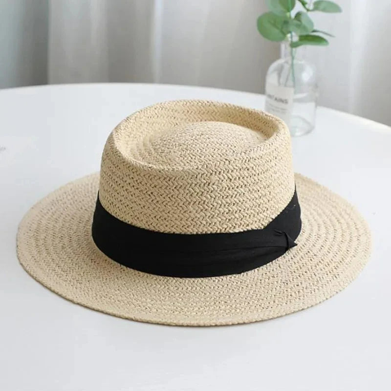 Straw Hat Large Wide Brim for Women Sum Travel Holiday Beach UV Sun Protection Panama Cap Fashion Femme Foldable Visors Hat