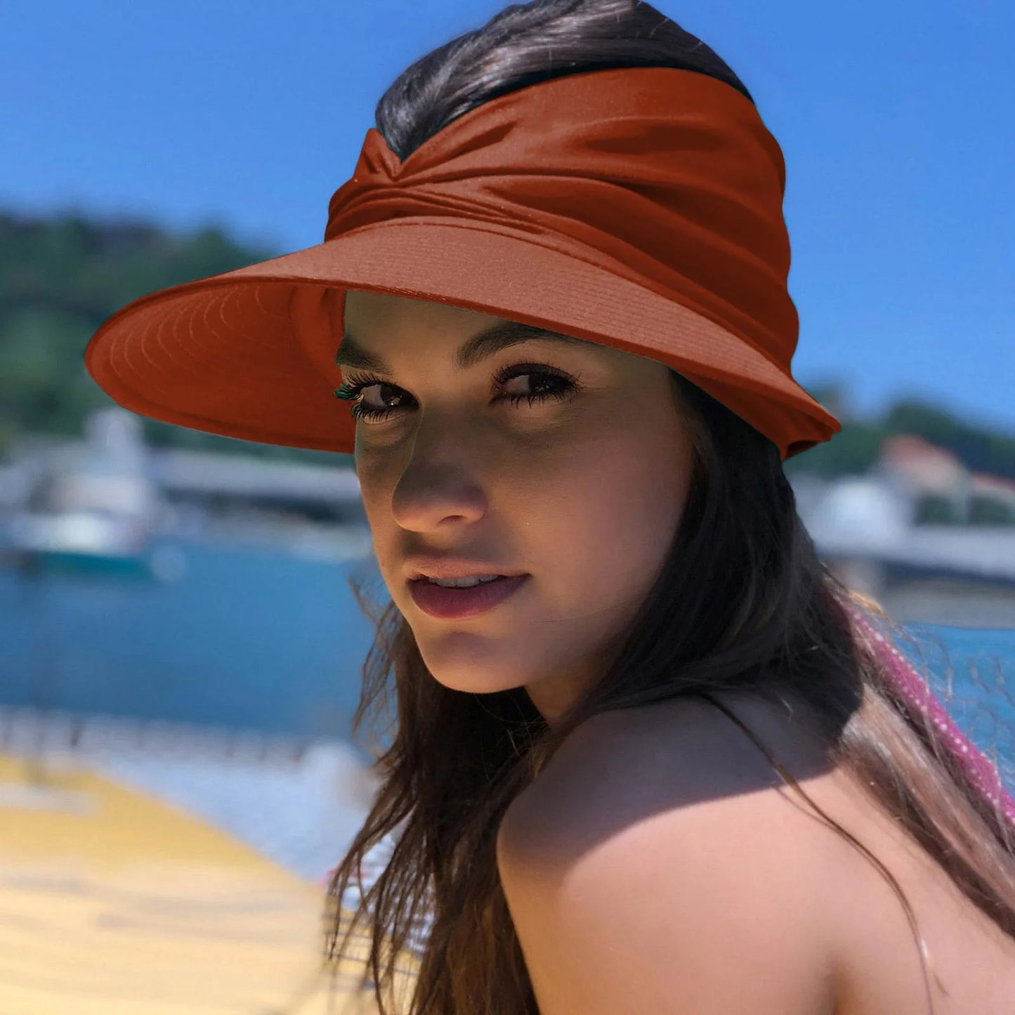 Beach Sun Visor Beach Women Soft Foldable Wide Brim Bucket Caps Pleated Women's Sun Hat Wide Brim Women's Outdoor Sports Hats