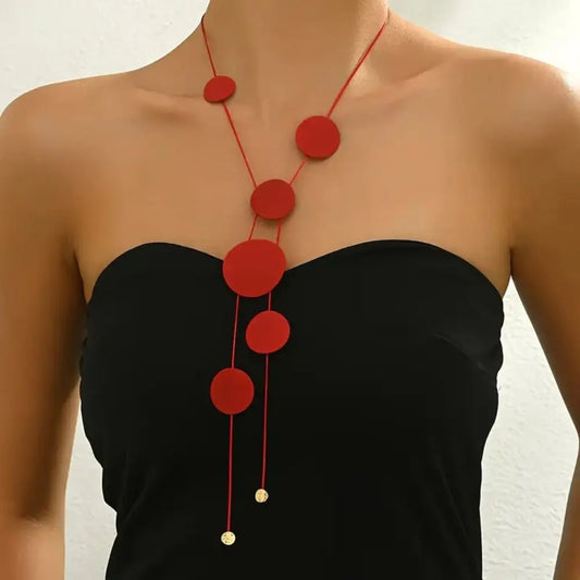 Round Long Tassel Necklace Metal Gold Sequin Pendant Necklaces Geometric Sweater Chains Jewelry