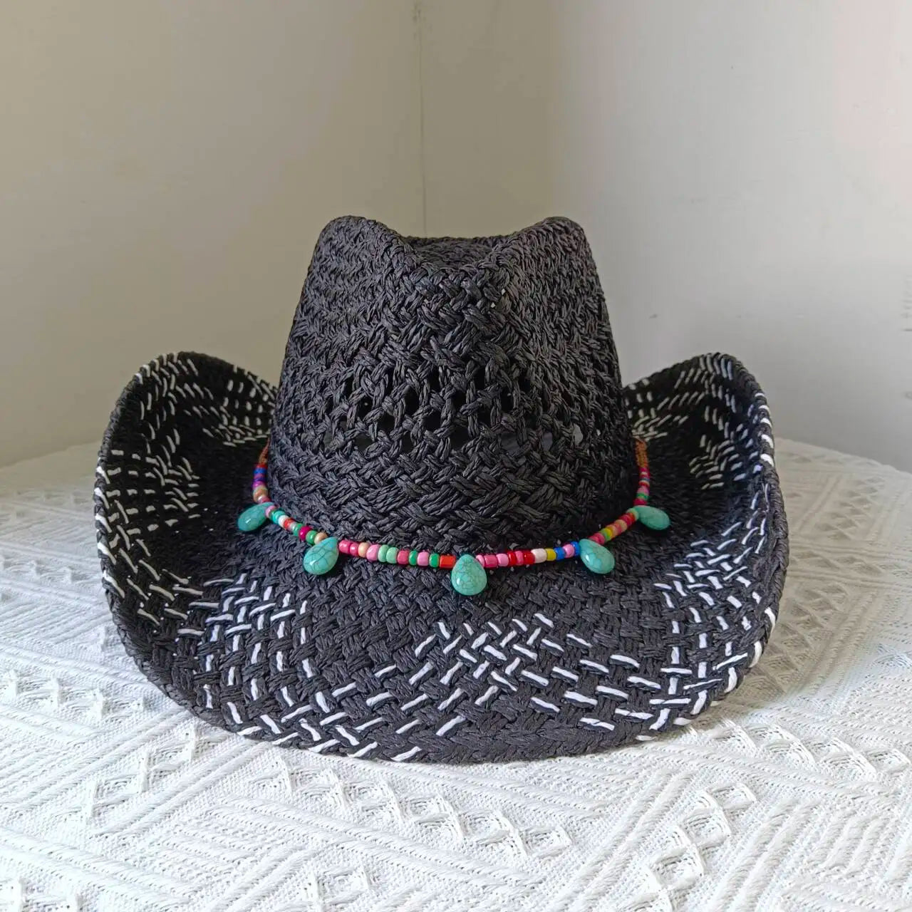 Lake Blue Cowboy Straw Hat 2023 Western Cowboy Sun Hat Spring Knight Hat Unisex Jazz Hat Summer Wide brimmed Hat sombrero hombre