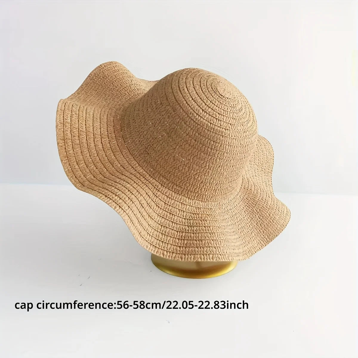 1 Women's Summer Wave Edge Straw Hat - Breathable Hat, Non Elastic, Ideal for Outdoor Holiday Travel and Giving Gifts
